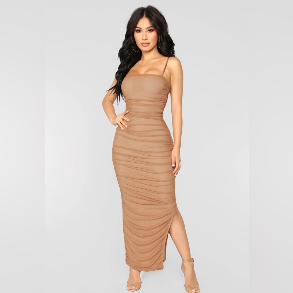 Fashion Nova Brown Mesh Dress